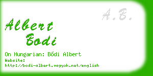 albert bodi business card
